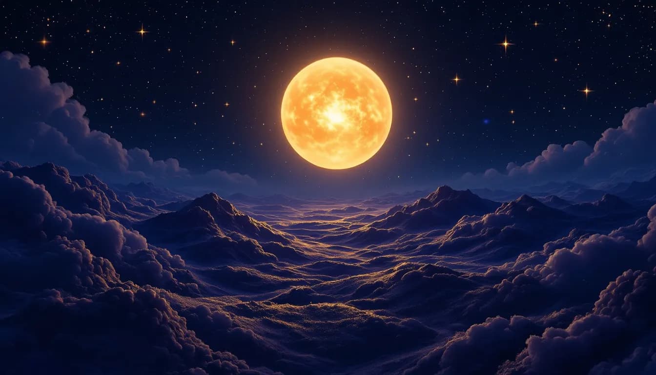 Many glowing golden orbs of different sizes rising over a twilight city skyline, evoking a swelling lottery jackpot.
