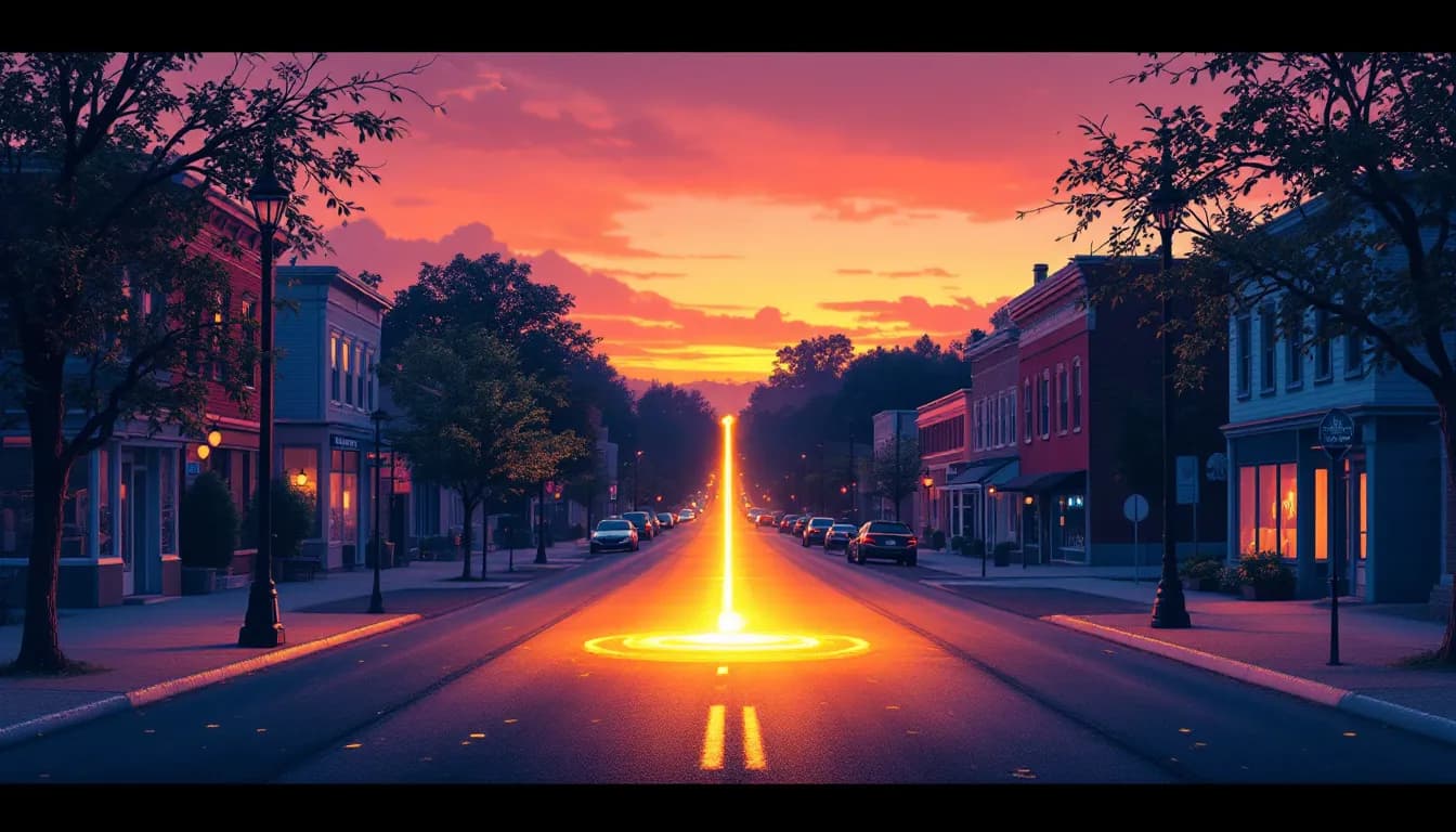 Painterly nighttime scene celebrating a U.S. lottery jackpot win.